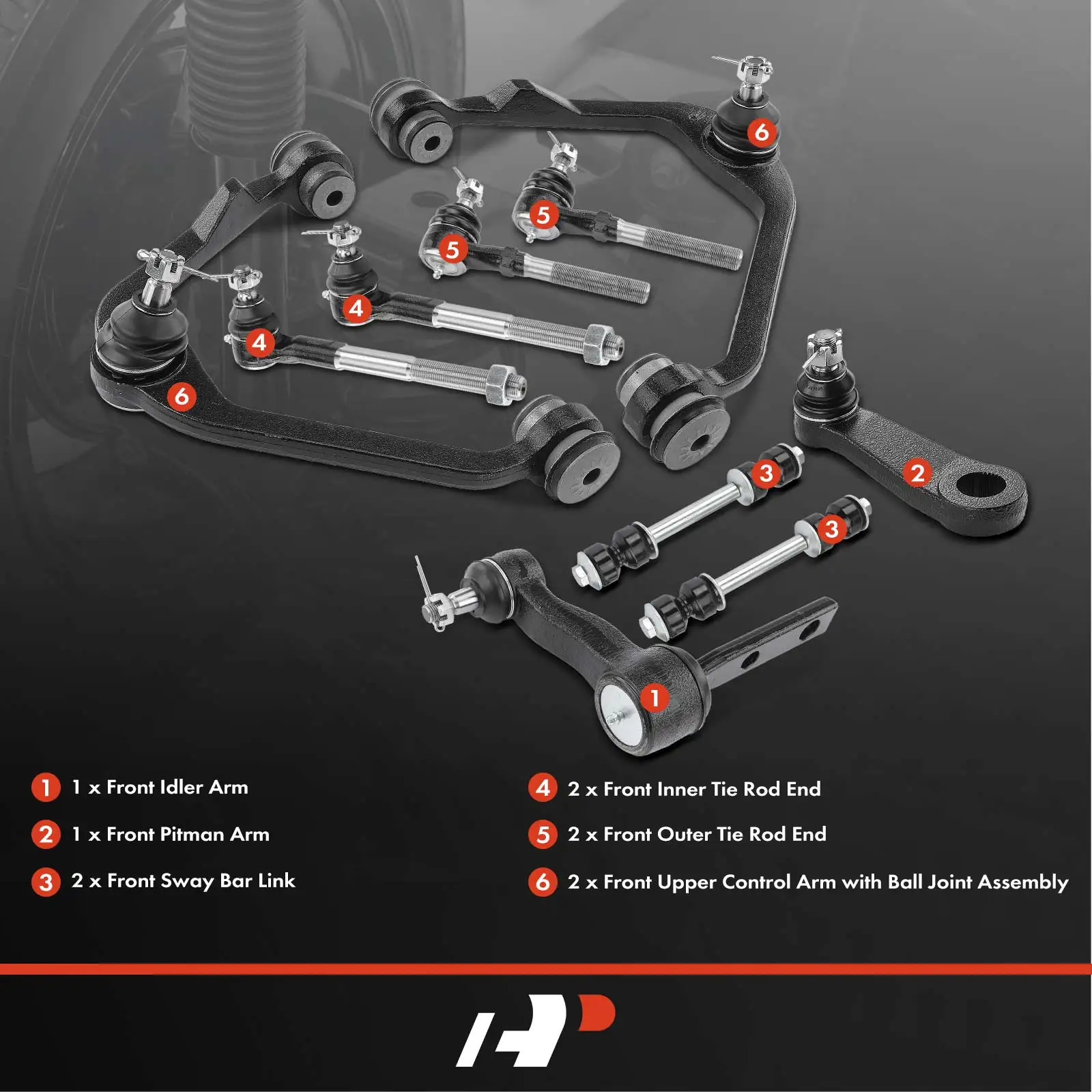 A-Premium 10x Front Control Arm Sway Bar Link Tie Rod End for Ford F-150 1997-2003 F-250 1997-1999 F-150 Heritage 2004