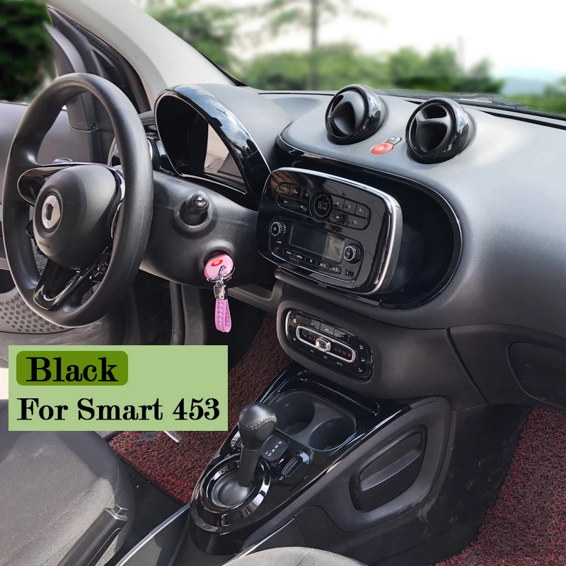 For Smart 453 Fortwo Forfour Full Set Interior Gloss Black Car Dashboard Air Outlet Modification Cover Car Exterior Accessories