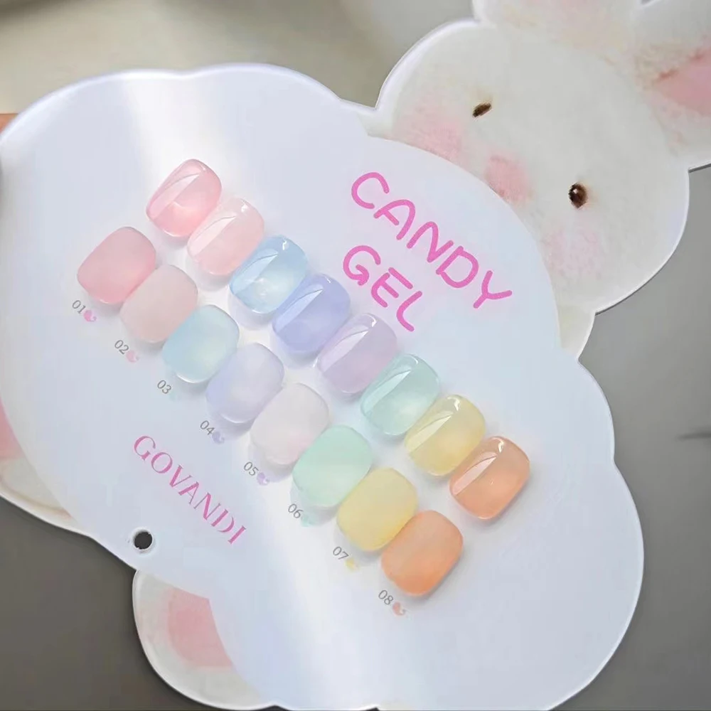 Candy Unha Polish Gel Set, Soak Off, Macaron Cor, UV vernizes LED, Nail Art Kit, Ice Cream, Primavera, Verão, 8pcs, 15ml