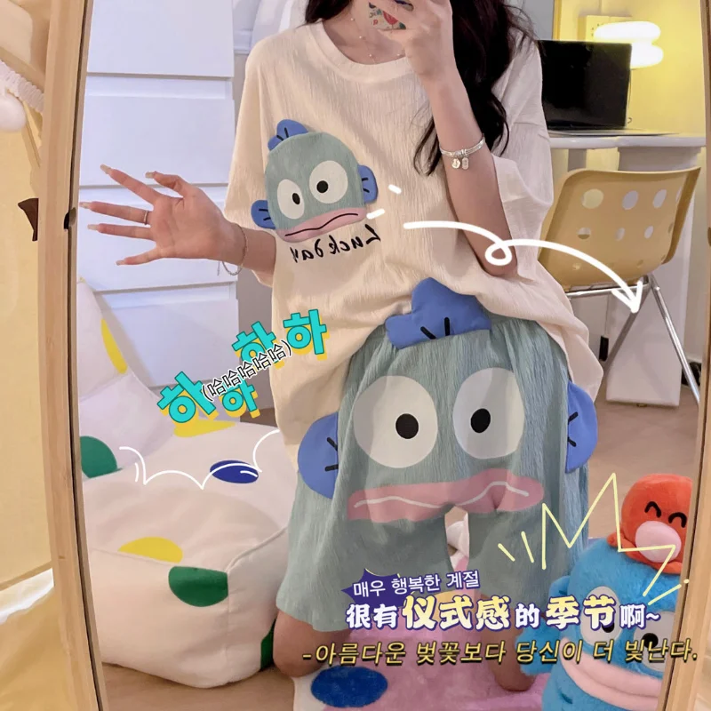 Sanrio Hanton summer new pajamas female cute animation funny cartoon can wear loungewear suit