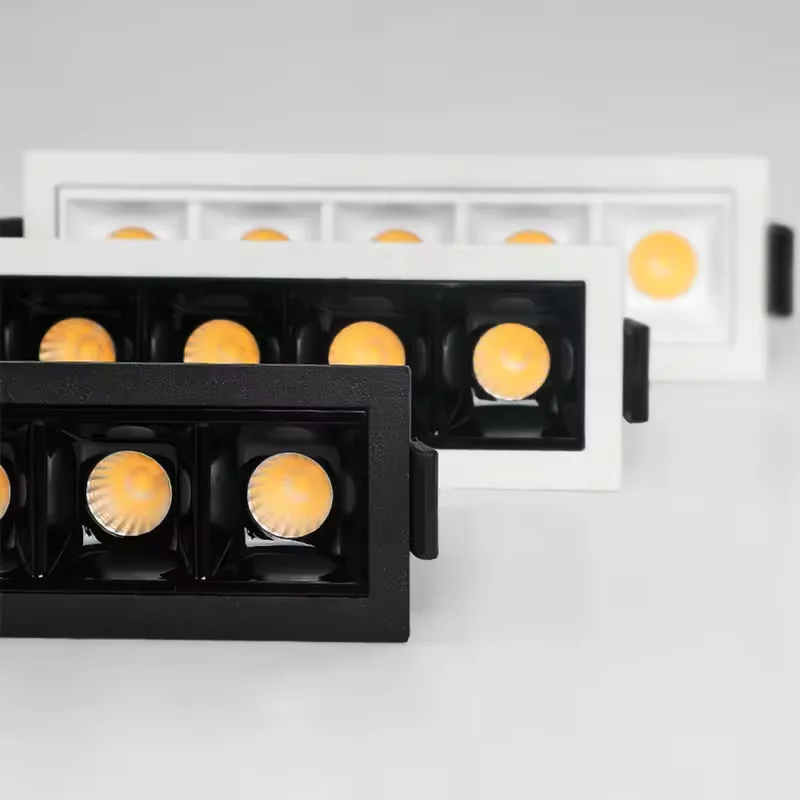 ไฟดาวน์ไลท์แบบฝังฝ้าเพดานทรงสี่เหลี่ยม ปรับความสว่างได้ 3W 6W 9W 15W 20W 30W 110V 220V ไฟ LED แบบเส้นตรง COB