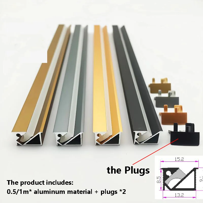 

Recessed LED Cabinet Light Aluminum Profile Backlight Channel 45 Degree Glowing Cabinet Shelf Wardrobe Bookcase Hard Strip Light