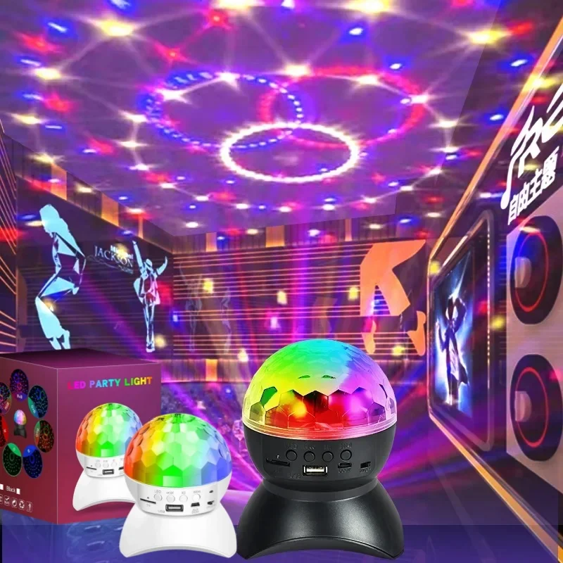 Bluetooth Music Rotating Stage Light Speakers Disco Ball Wireless RGB Strobe Laser Projector Rechargeable DJ Ball Party Lights