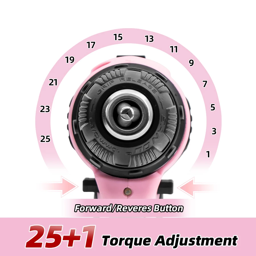 HILDA 21V Pink Drill Electric Drill Electric Screwdriver  Cordless Drill Mini Wireless Power Tools Lithium-Ion Battery