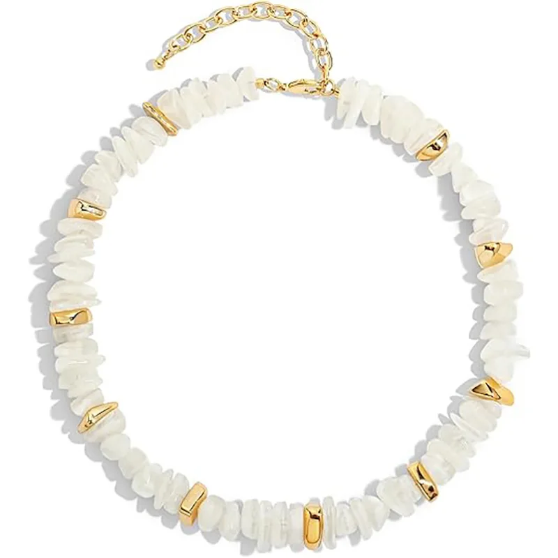 New contrasting color irregular beaded necklace resort beach wind design sense versatile women's collarbone chain
