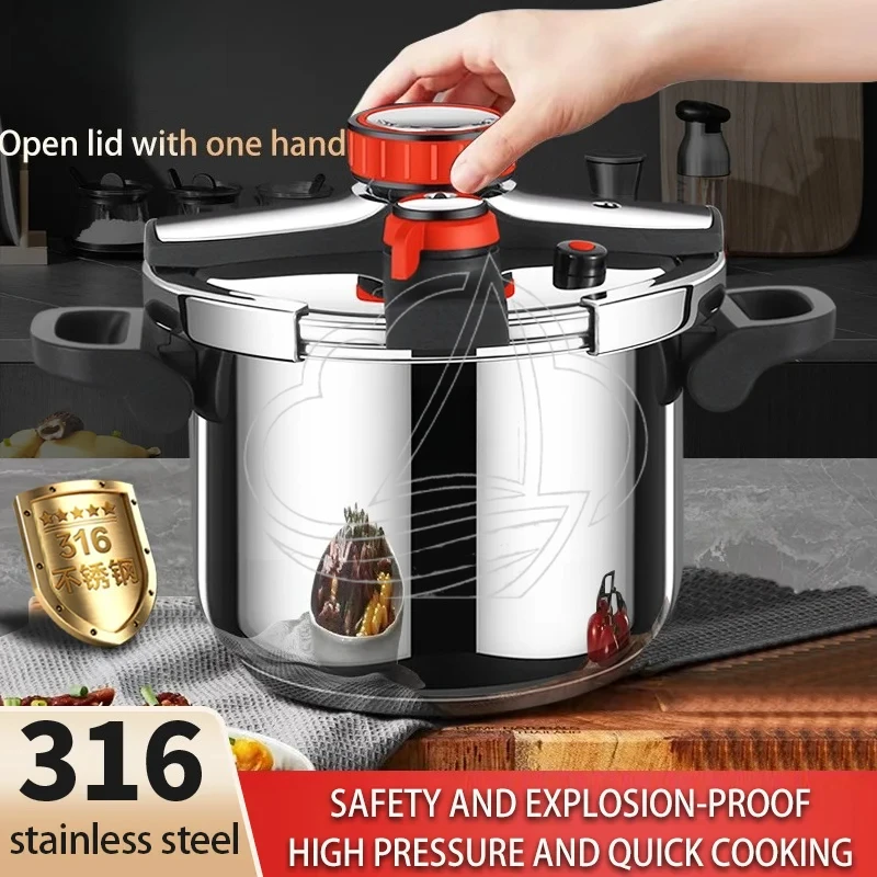 316 Stainless Steel 10L Pressure Cooker Explosion-proof Kitchen Cookware for All Stoves
