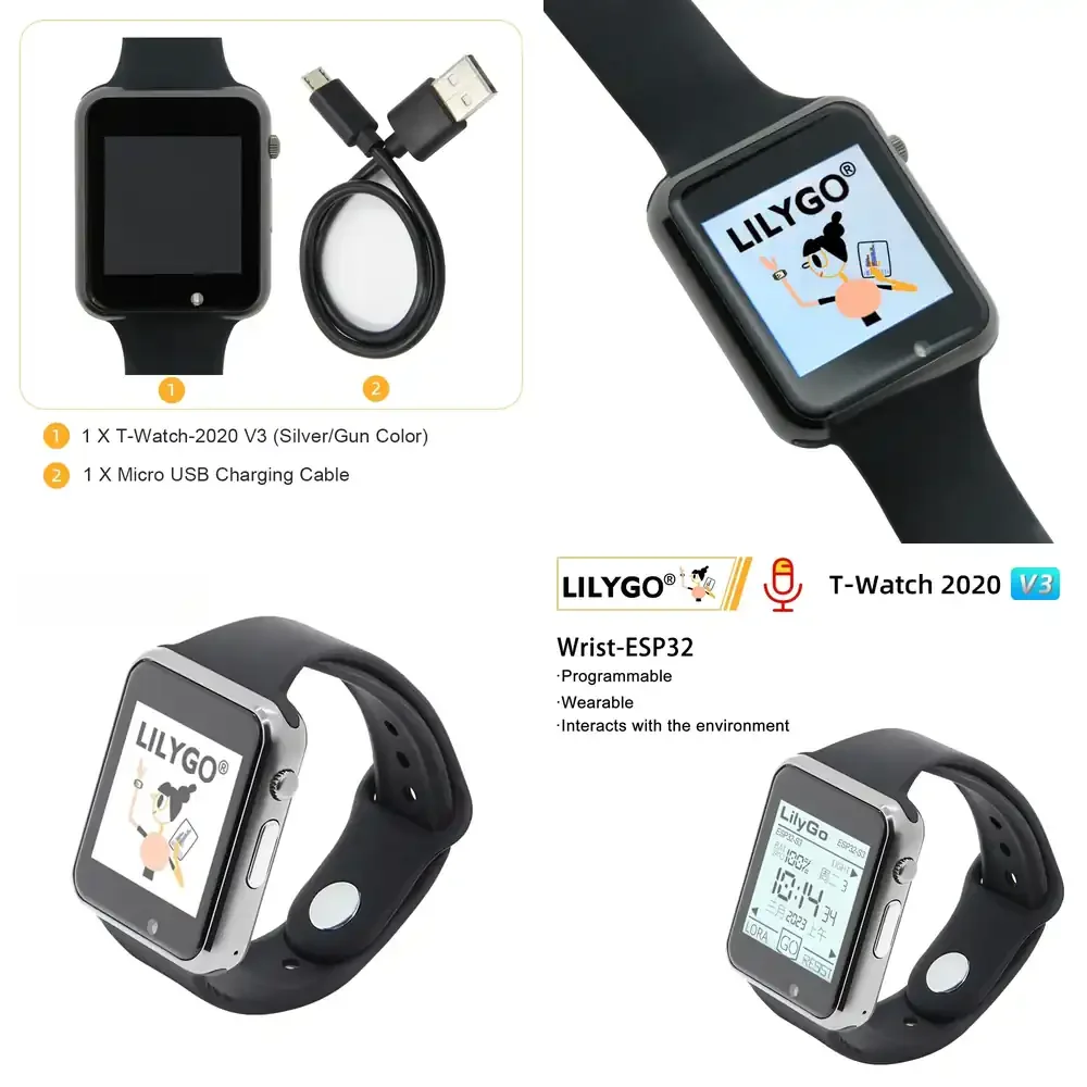

LILYGO TTGO T-Watch 2020 V3 470 мАч ESP32 Программируемые часы для разработки с микрофоном и датчиком для Arduino