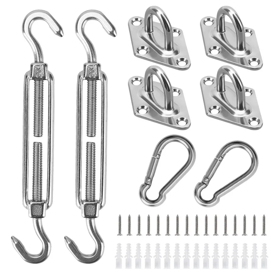 

Sun Shade Sail Hardware Kit Stainless Steel Canopy Installation Kit Fixing Accessory for Rectangular Square Shade Sail Installa