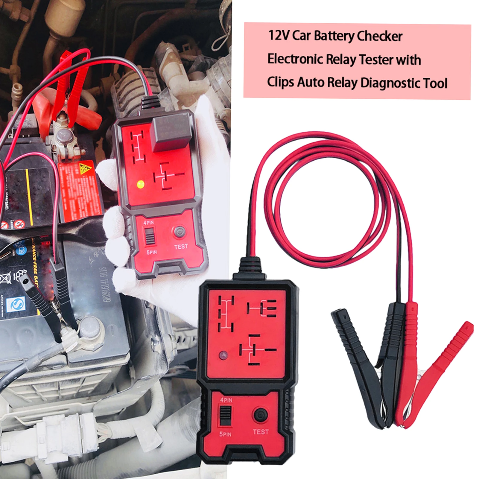 

2023 NEW 12V Car Battery Checker Electronic Relay Tester with Clips Auto Relay Diagnostic Tool