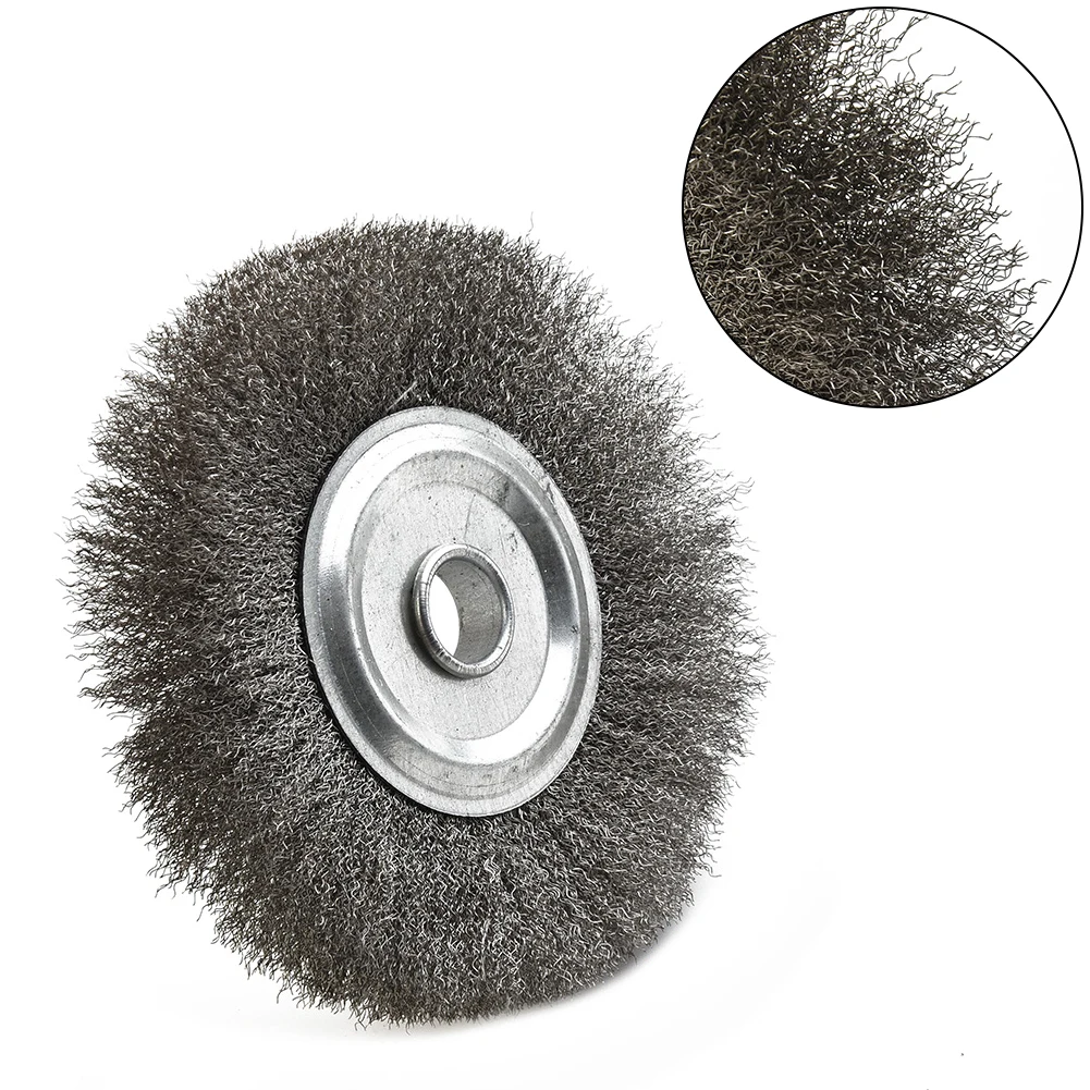 1pc 5inch 125mm Crimped Stainless Steel Wire Wheel Brush For Bench Grinder Polishing Abrasive Tool Metal Derust Wood Deburring