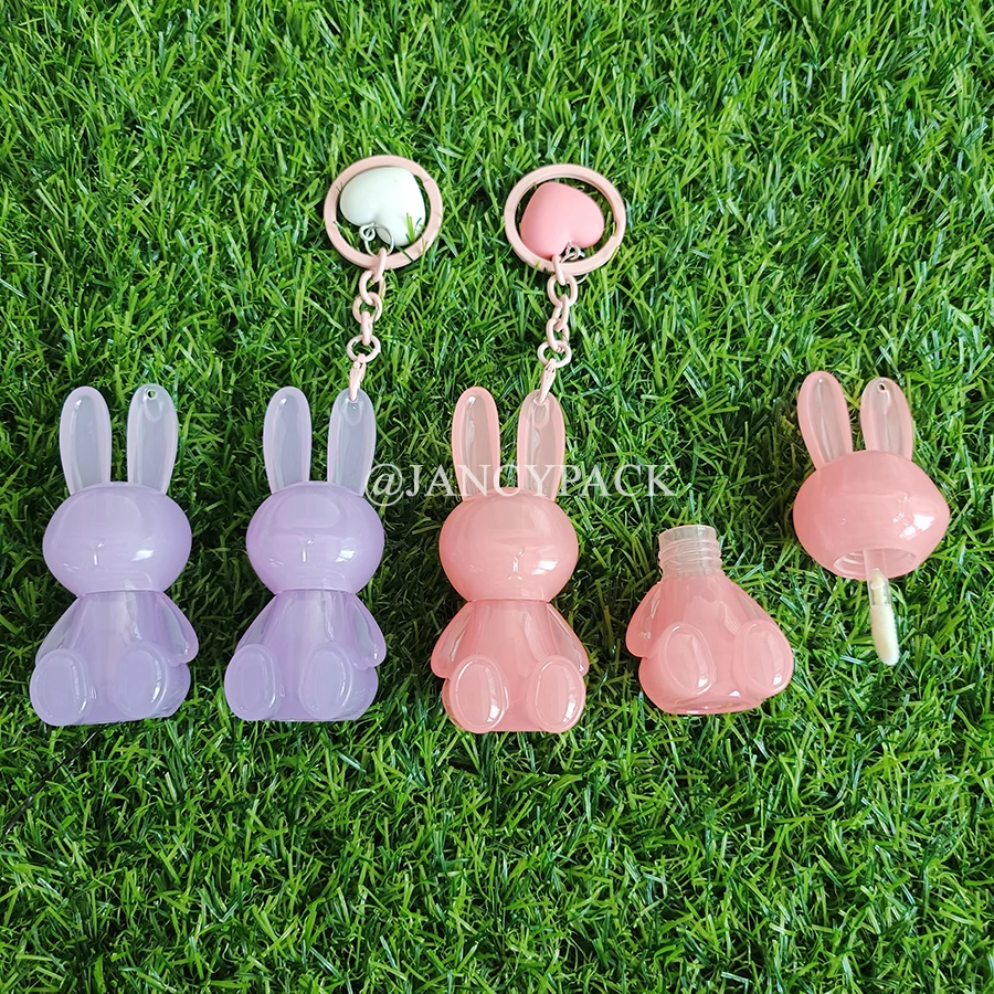 

Пустые портативные 2,5 мл розовые тюбики для блеска для губ в форме кролика, глазурь для губ, пустой контейнер, косметический материал с брелоком