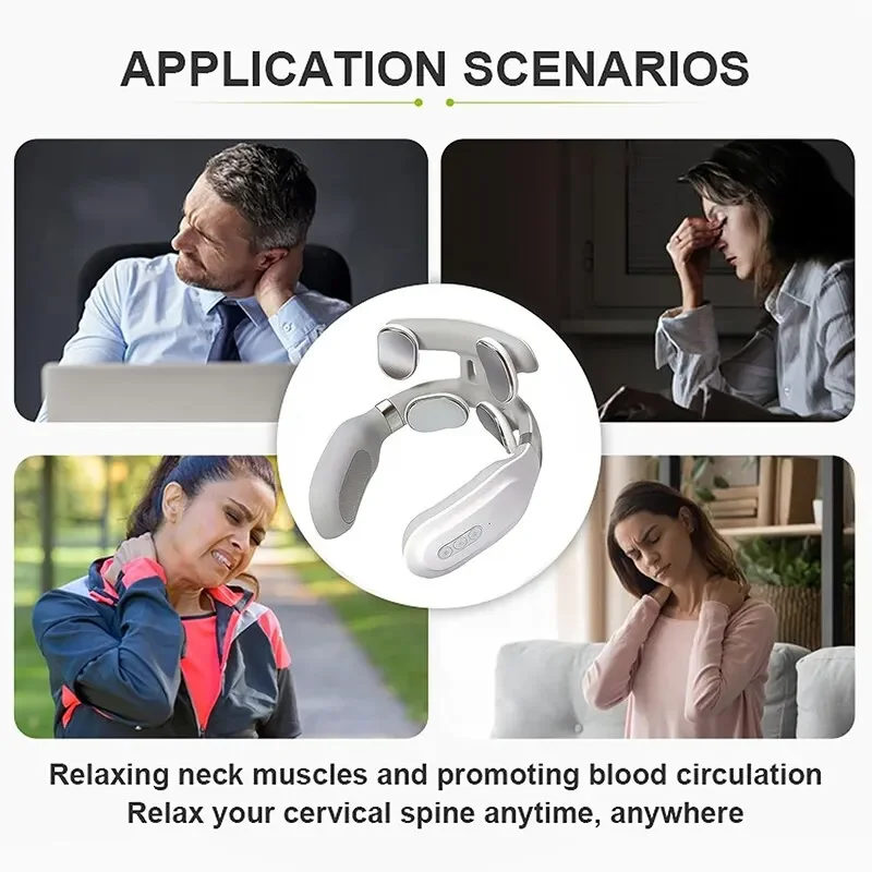 Neck Massager 4 Head And Neck Protection Heating Machines Breathing Light Vibration Hot Compress Cervical Spine Machine