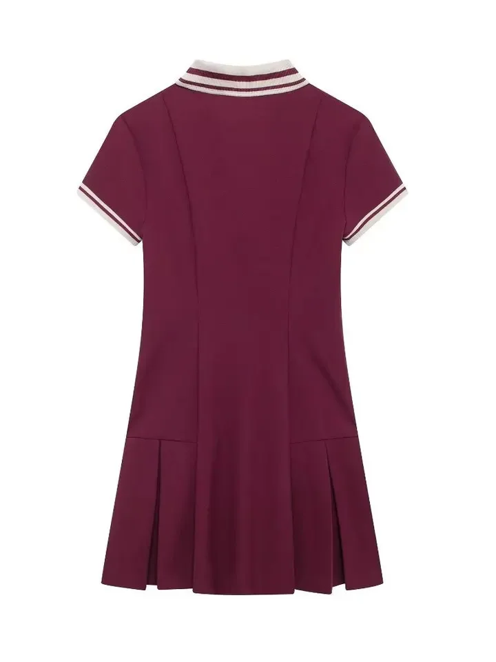 เดรสสั้นผู้หญิง แขนสั้น ผ้าปะติด จีบกว้าง สไตล์ลำลอง เรียบง่าย ทันสมัย รุ่น K1D5