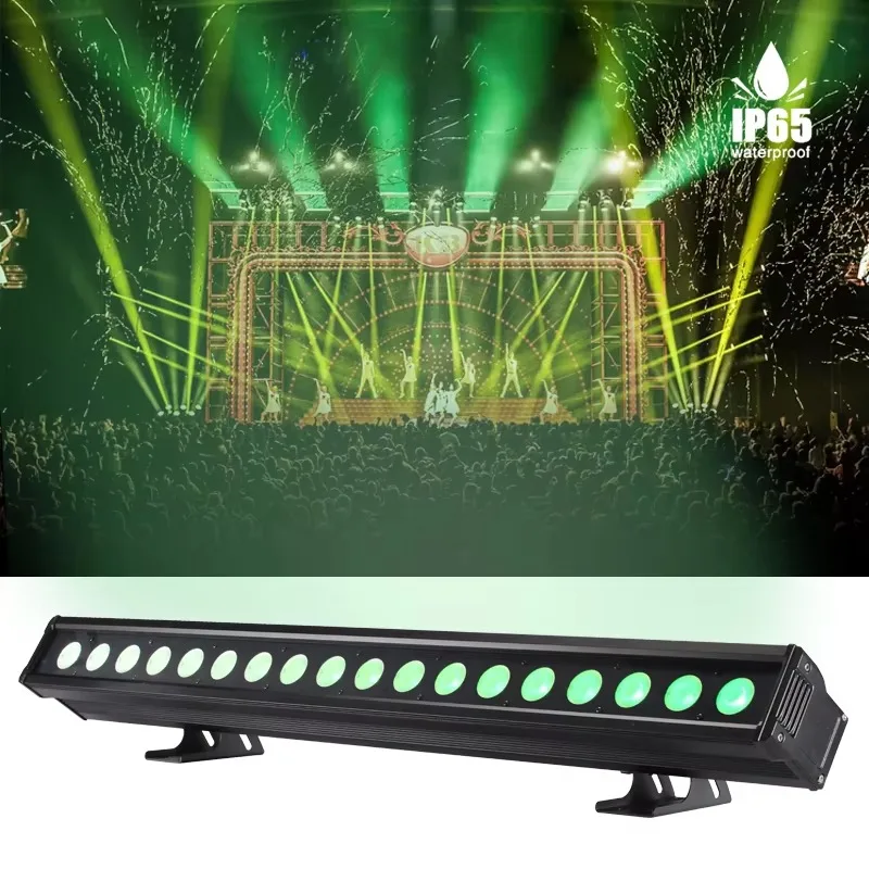 

RGBWA+UV DX512 18X15W Led Facade Linear Wall Washer Light Strip with Remote Control IP65 Waterproof Outdoor Building Lighting