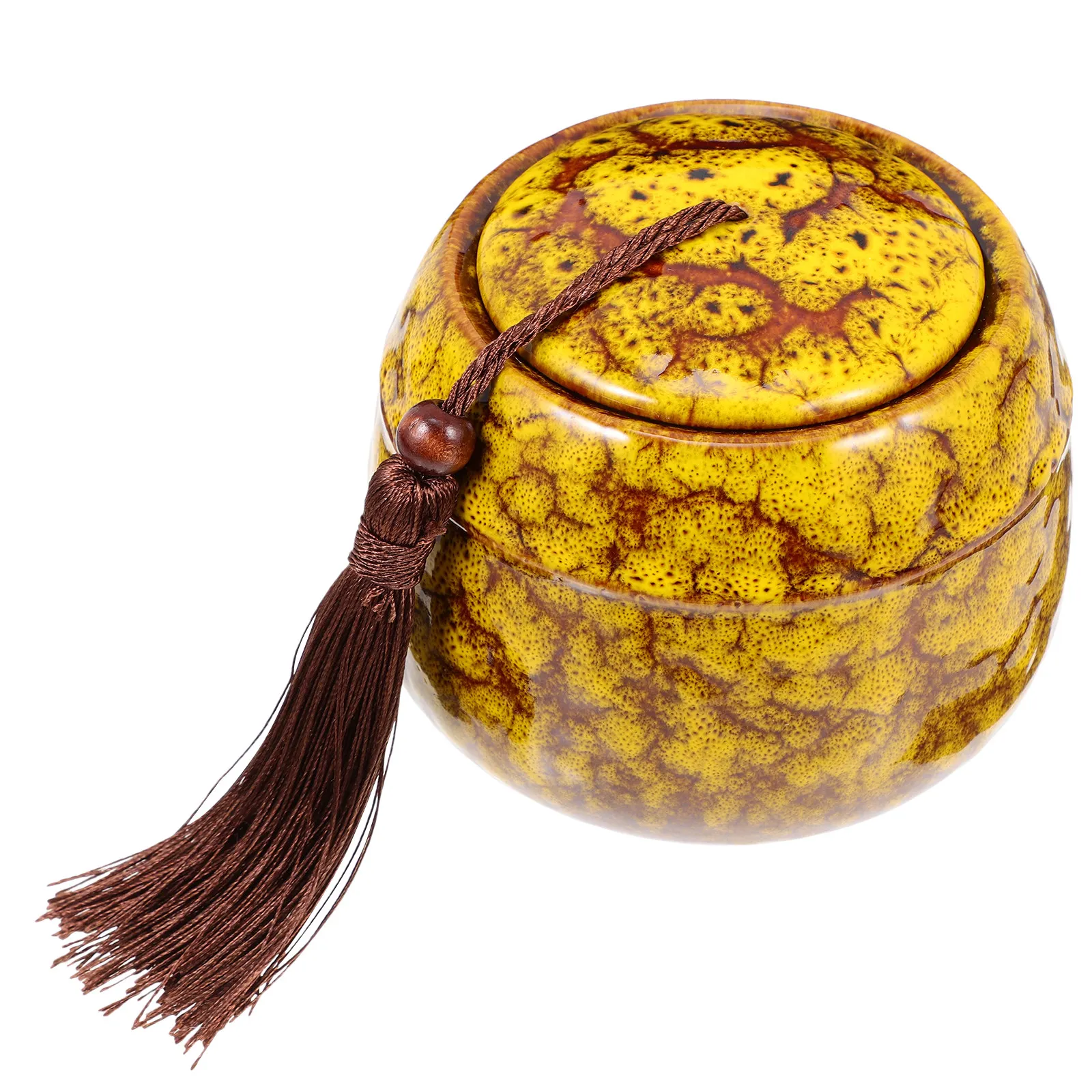 

Керамическая банка для чая с винтажной крышкой-кисточкой, герметичная емкость для хранения рассыпного чая, сухофруктов, кофе и продуктов питания