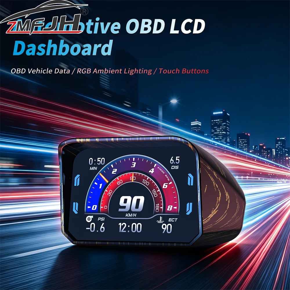 P30 Car OBD Speed Gauge Head Up Display OBD2 Tachometer Mileage Turbo Pressure Temperature On-Board Computer Auto Accessories