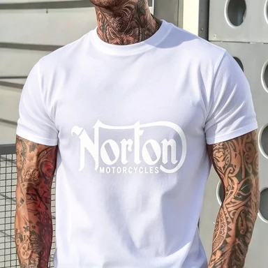 2026 Unisex Retro Biker Graphic T Shirt Men Casual Cotton Tee Vintage Motorcycle Theme Front Print Street Riding Style Short