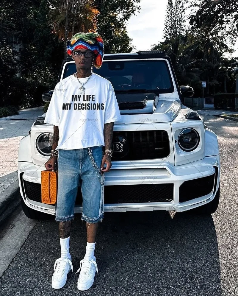 

American Retro Letter Print Oversized T-shirt Men Hip-hop Personality Streetwear Rock Punk Harajuku Casual Loose Round Neck Top