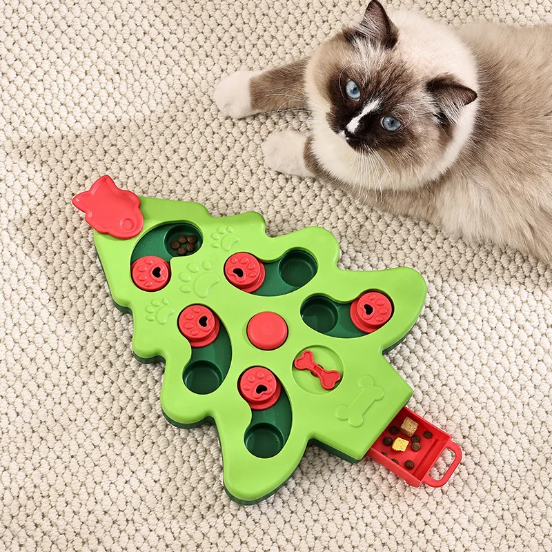 Factory wholesale pet -slip leaky toy dog puzzle Christmas tree sound Slow food bowl hidden food funning interactive cat toy Dog