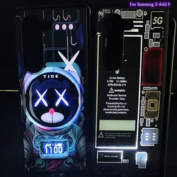 Luminous Cartoon Bear Led Flash Light Up Phone Case For Samsung Galaxy Z Fold 5 Voice Control Glass Cover for Samsung Z Fold 5