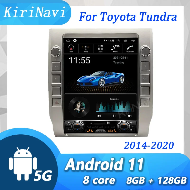 KiriNavi Vertical Screen For Toyota Tundra 2014-2020 Android 13 Car Radio GPS Navigation DVD Player WIFI 4G Stereo Carplay DSP