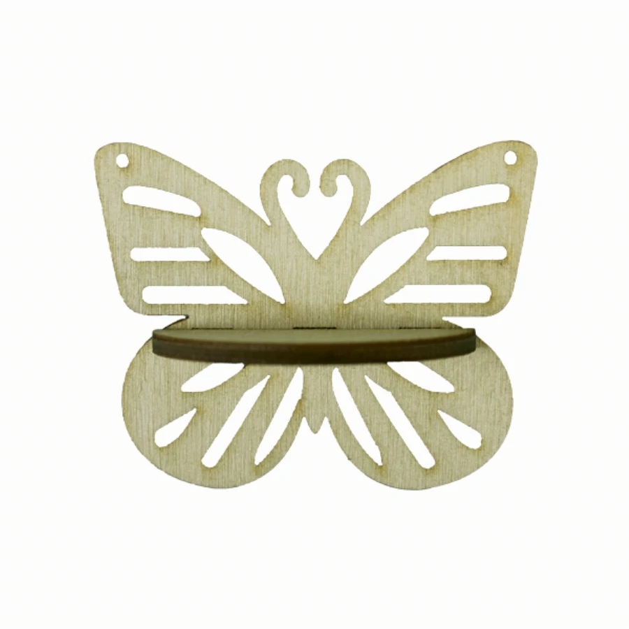 KD342 Butterfly Shelf Wooden Package Ornament, Unpainted Wooden Ornament