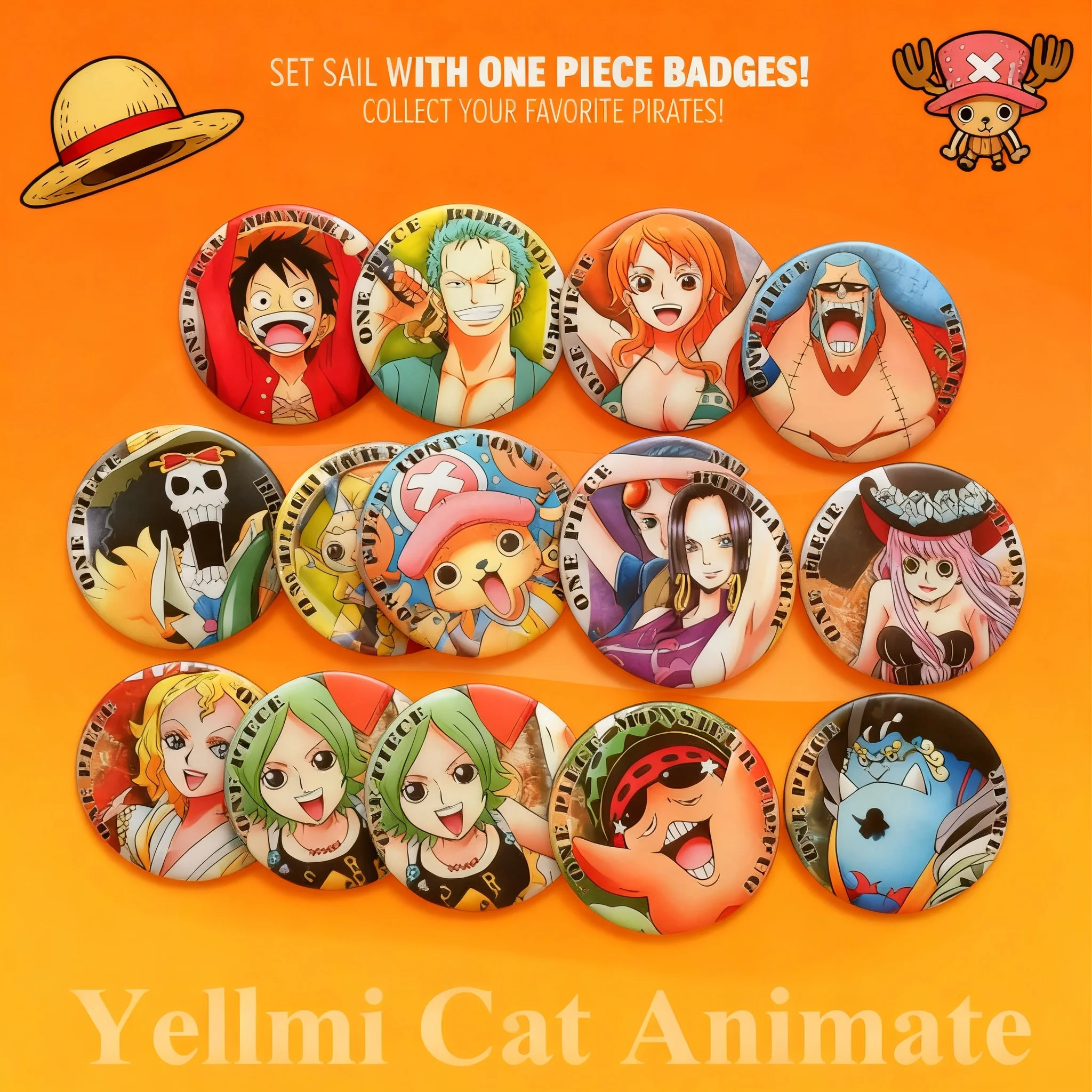 

One Piece Anime Badge Backpack Charm Mirror Fridge Magnet Luffy Post Timeskip Merchandise Accessories