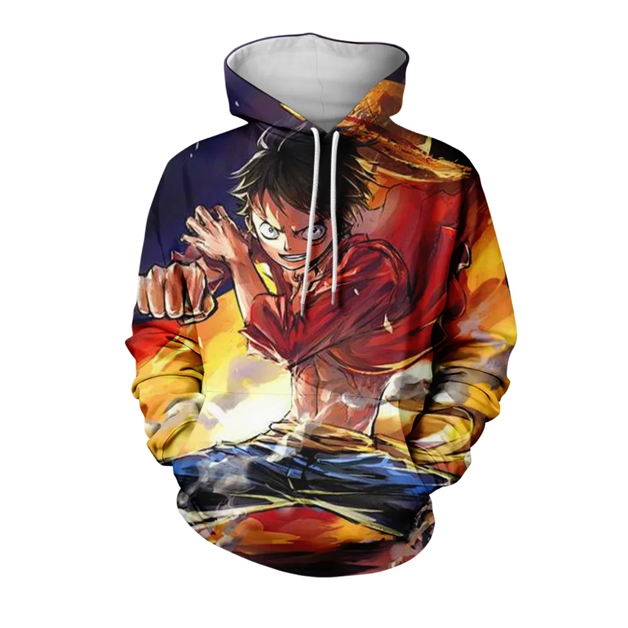

Одинаковые толстовки для всей семьи в стиле аниме 2025, цельный комплект Луффи с 3D графическим принтом для отца и дочки, приятный для кожи полиэстер
