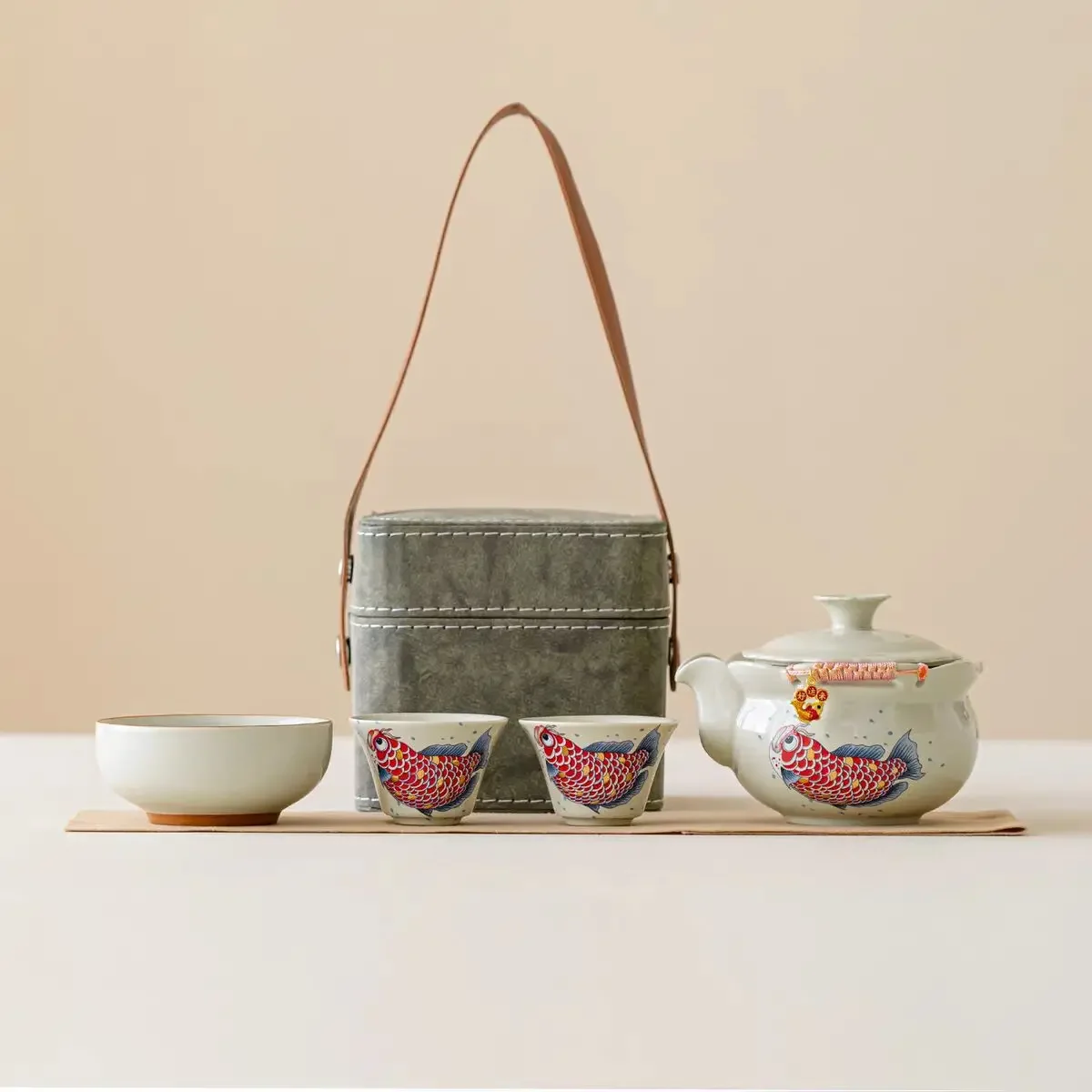 Ceramic Travel Tea Set Retro Camping Colorful Tea Ceremony Set Gift One Pot Three Cups Jinyumantang Portable Outdoor Teapot Set