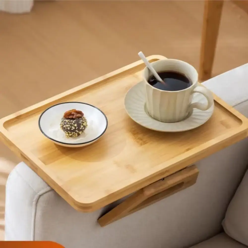 

Space Saving Wooden Folding Sofa Table Anti-slip Sturdy Sofa Armrest Tray High Load-bearing Capacity Clip-On