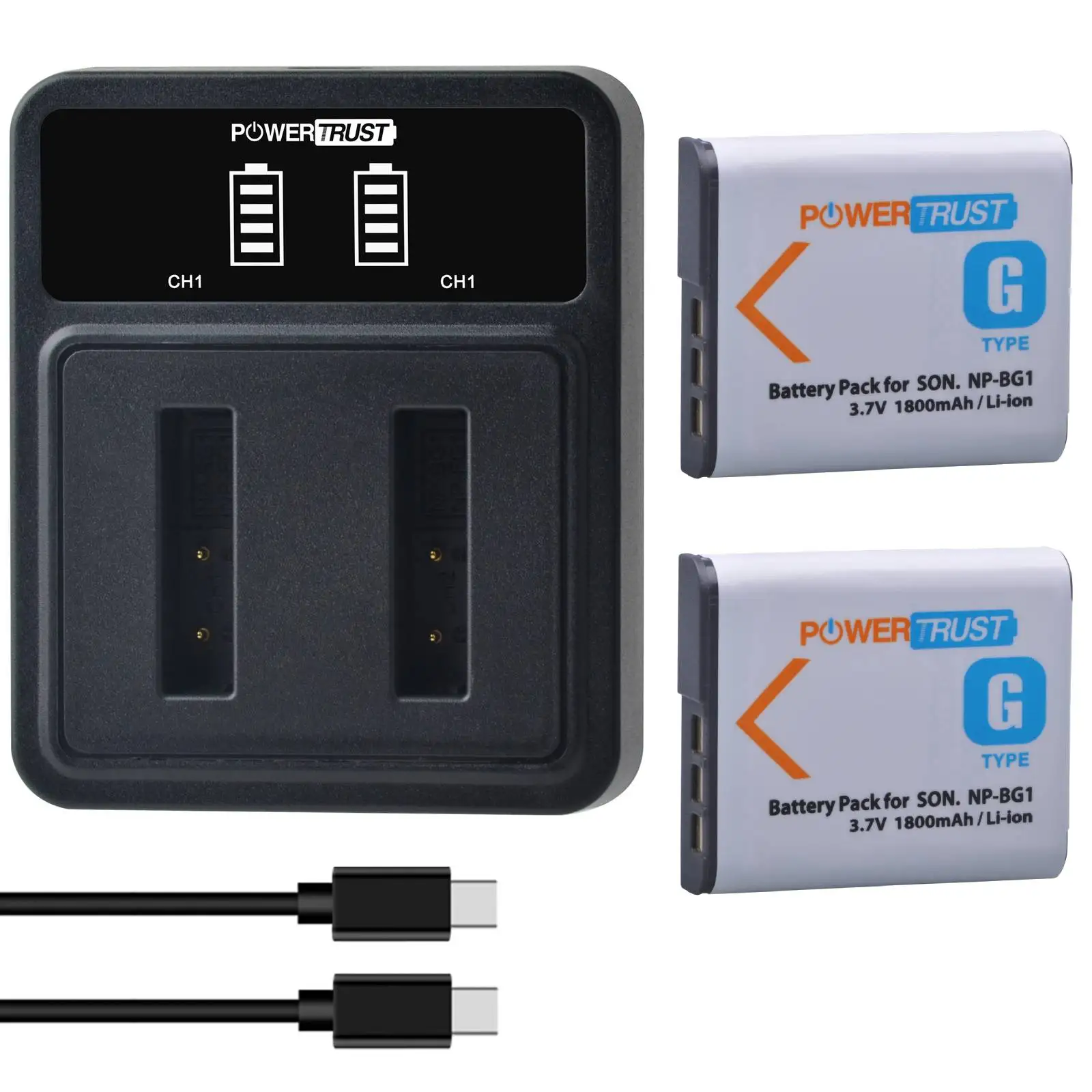Аккумулятор PowerTrust 1800 мАч NP-BG1 (NPBG1, NP BG1) для Sony W100, W70, W80, WX1, DSC H3, H5, H7, H10, H9, H20, H50, H55, NP FG1