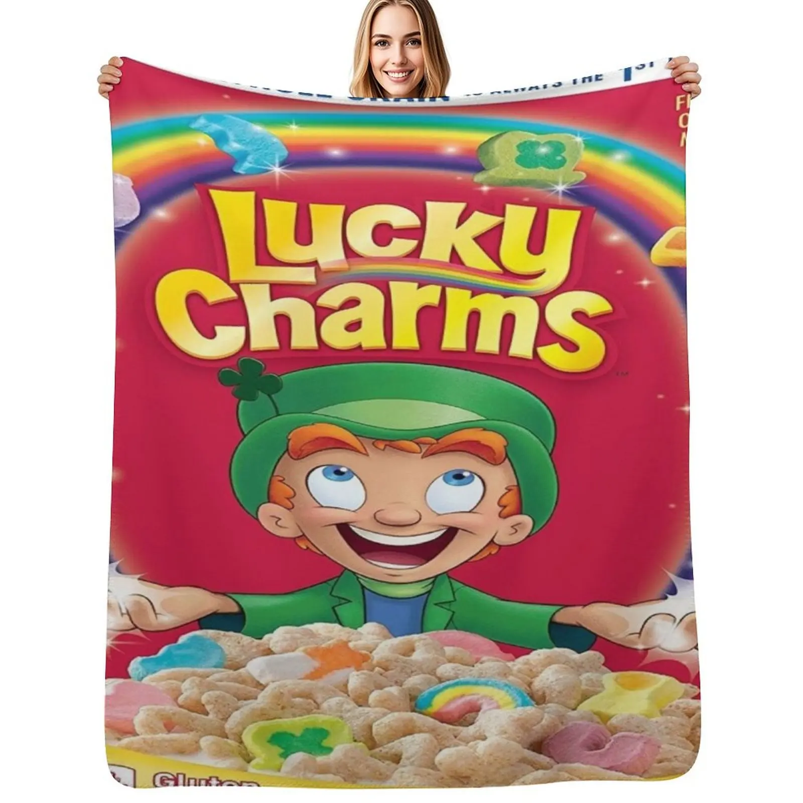 

Lucky Charms Throw Blanket Tourist Picnic Custom Warm Blankets