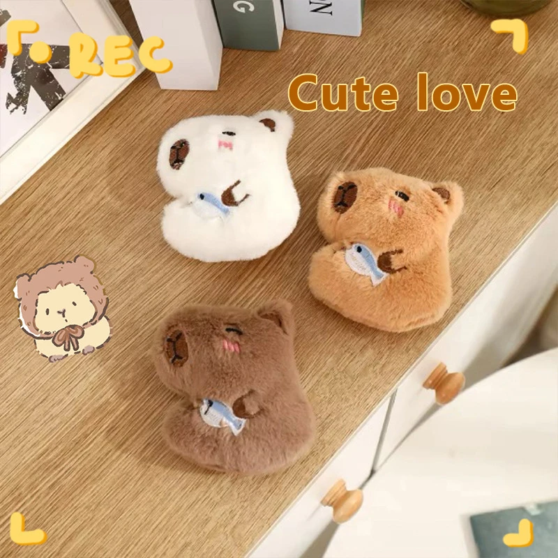 Kapibala de pelúcia pingente dos desenhos animados capivara chaveiro macio pelúcia boneca carro chaveiro mochila saco decoração presente