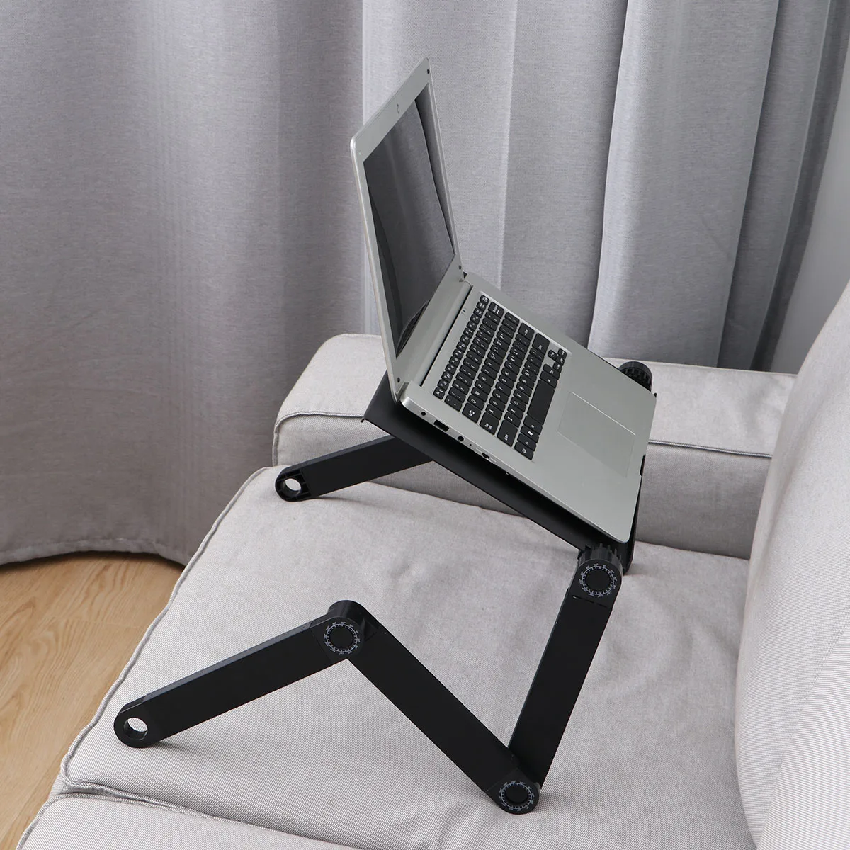 

Foldable Bed Table Black Computer Laptop Holder Compact Design for Home Bedroom Camping Picnic Breakfast Tray