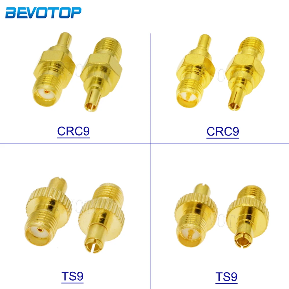 2Pcs/Lot SMA to TS9/CRC9 50 Ohm Straight RF Coaxial Adapter Coax Connector Gold Plated/Nickel Plated