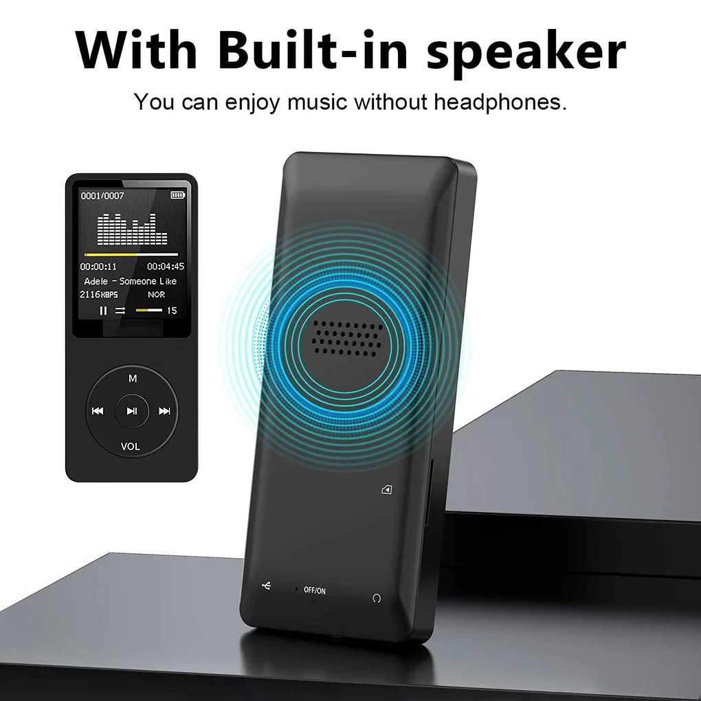 Portable MP3 MP4 Player USB Charging Record Digital Display Screen Media Lossless for Pocket Sports Running Walking Music Player