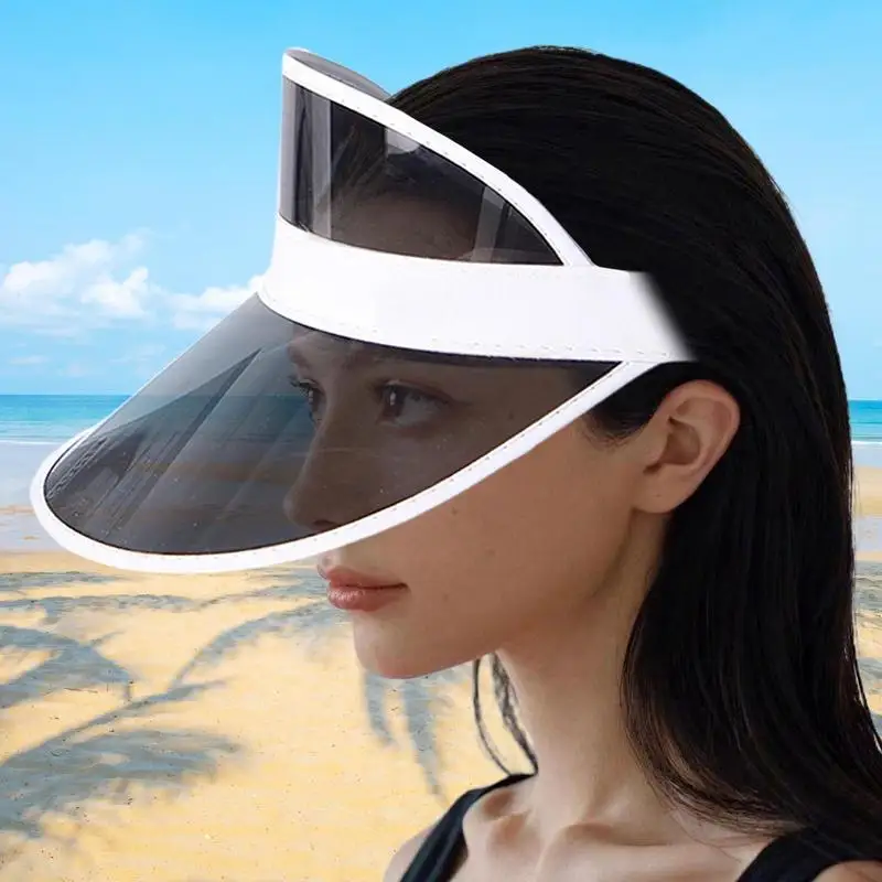 Fashion Summer Outdoor Sports Sun Protection Cap Unisex Clear Visor Hat PVC Sunshade Hat UV Protection Hat