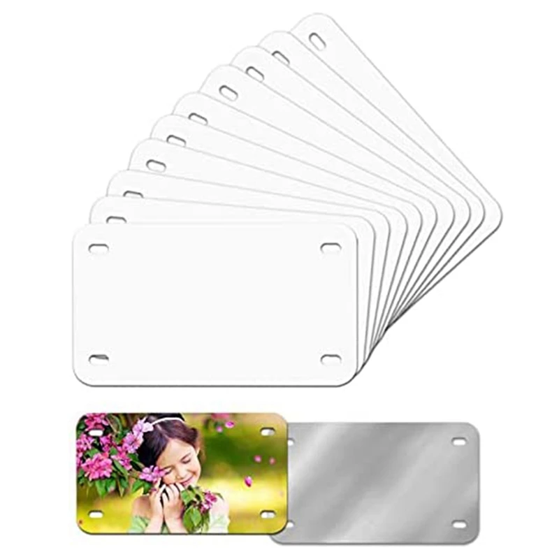 7 Inch x 4 Inch 10 Pack Sublimation License Plate Blanks,Heat Thermal Transfer DIY Picture,Aluminum License Plate Tag-A63M view 3
