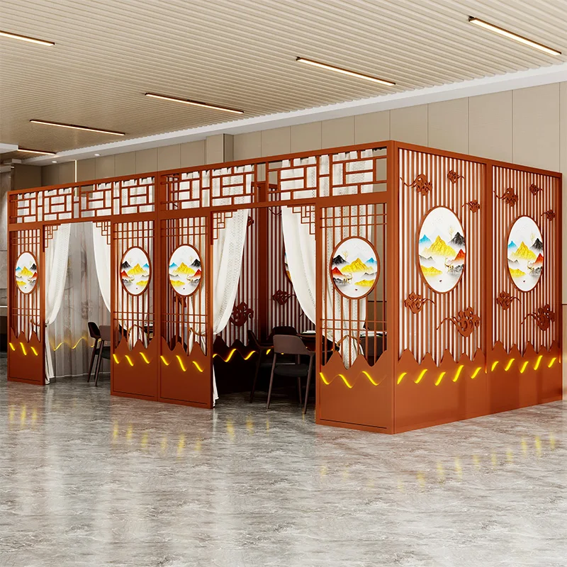 

Стена-перегородка для ресторана, отель, частная комната, экран из кованого железа, решетка для раздвижной двери, горячий горшок, ресторан, чайный домик, частный
