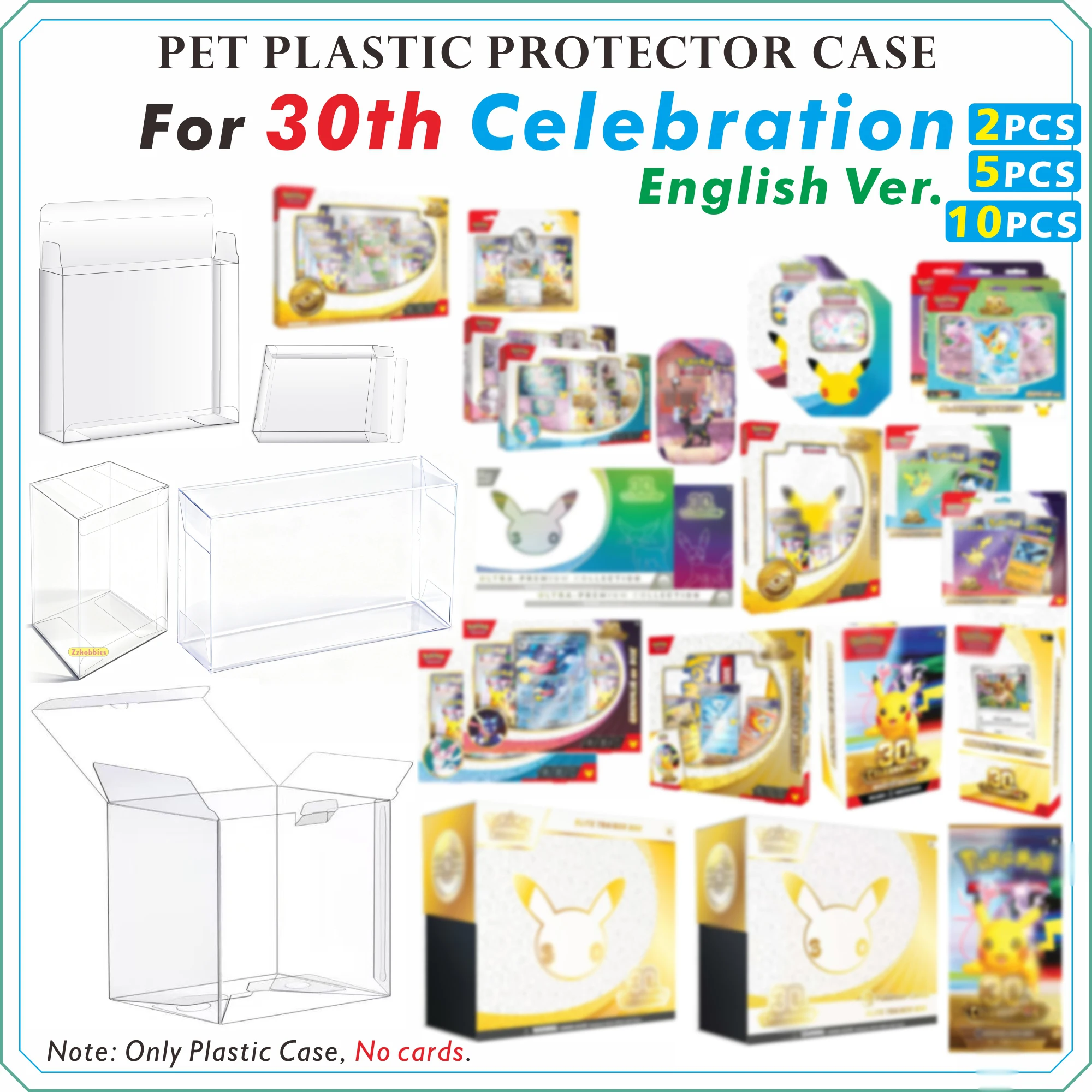 2/5/10PCS PET Plastic Protector Case For 30th Celebration ETB / PKMN Center ETB / Booster Bundle / UPC