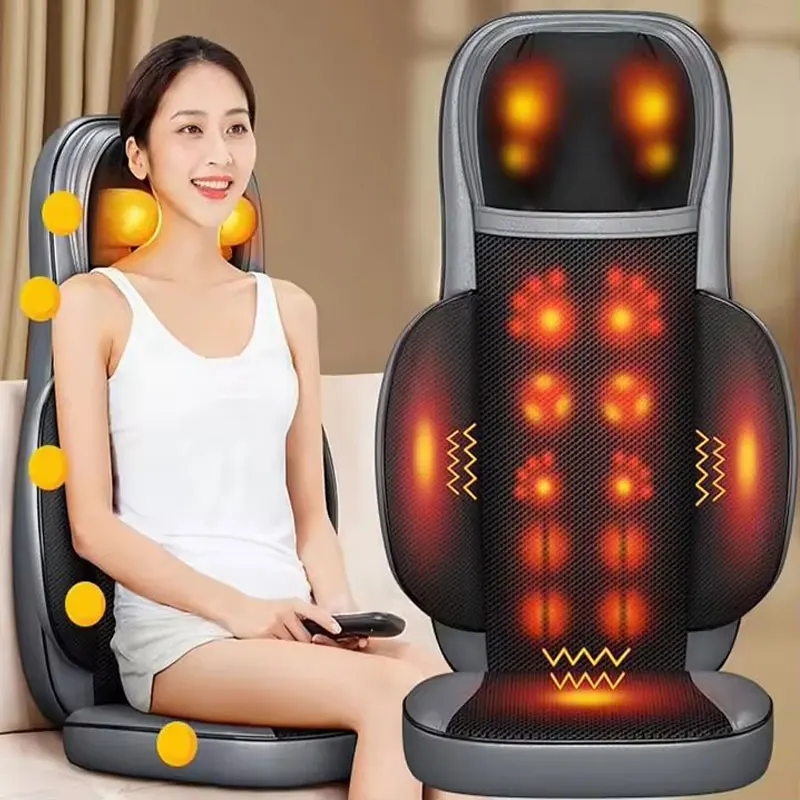 Electric Back Massager Massage Chair Cushion Heating Vibrator Car Massage Mat Home Office Lumbar Neck Mattress Pain Relief