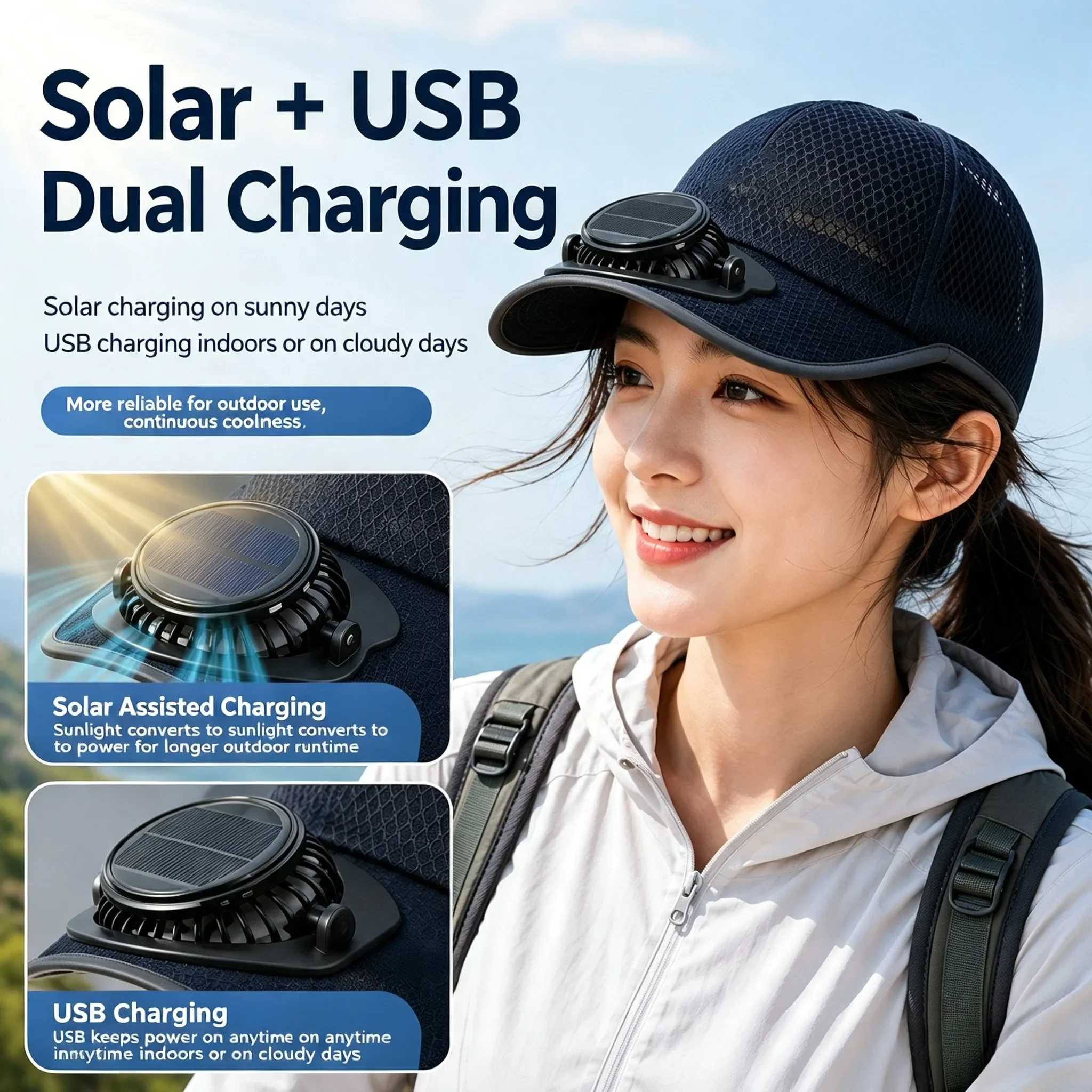 夏用ソーラー充電式ファンハット、男女兼用通気性メッシュ日よけ - Visor Sun Hat のレビューと価格