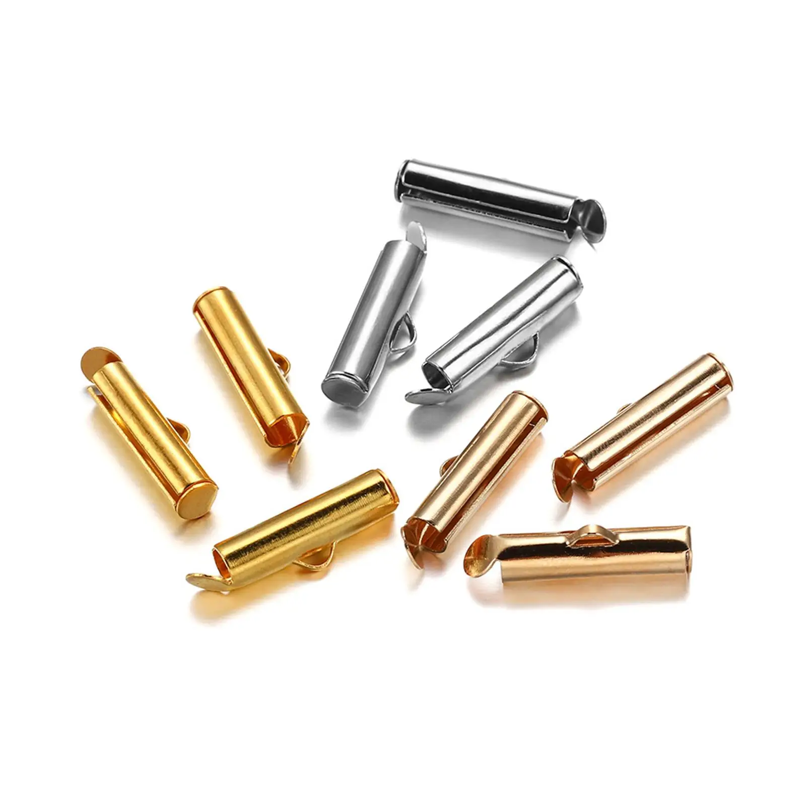 Slide On End Clasp Tubes Slider End Caps DIY Crafts Necklace Without chain