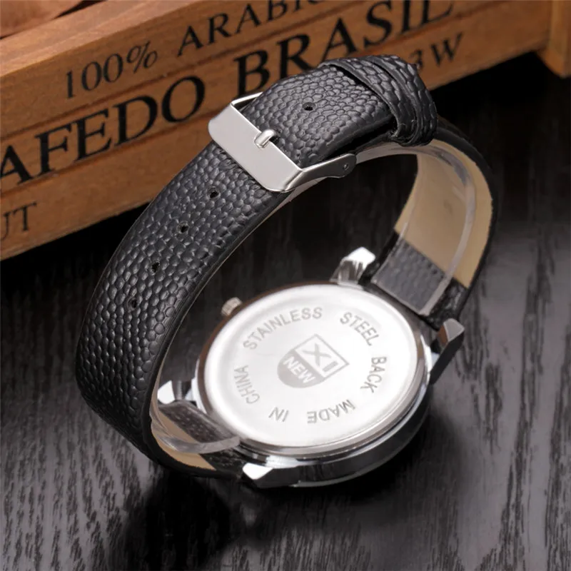 Relogio Masculino XINEW Brand Cheap Watches For Men Fashion Leather Band Simple Gifts Quartz Wristwatch Erkek Barato Saat Black