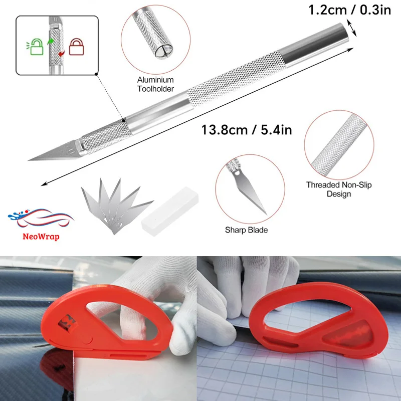 Auto Film Wrapping Tool Kit Fenster Tönung Werkzeuge Vinyl Wrap Filz Rakel Wrap Stick Vinyl Cutter Utility Messer Kunststoff Schaber – Detail 3