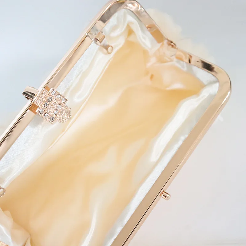 3D 花イブニングバッグ高級ファッション女性クラッチバッグ絶妙なダイヤモンドパールチェーンハンドバッグエレガントなディナー宴会ドレスバッグ