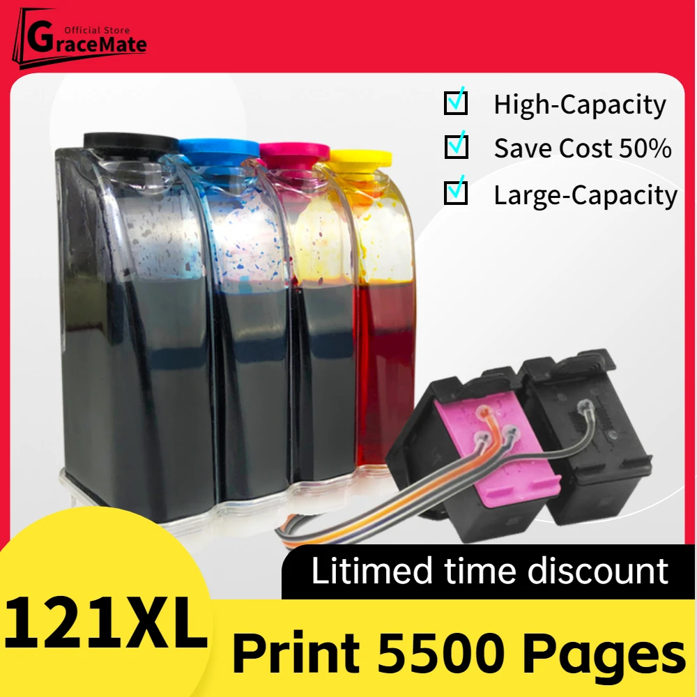 

121XL CISS F2423 F2483 Compatible for HP121 HP 121 D2563 Deskjet F2493 F4213 Ink Cartridge F 4275 4283 4583 Black Color Ink