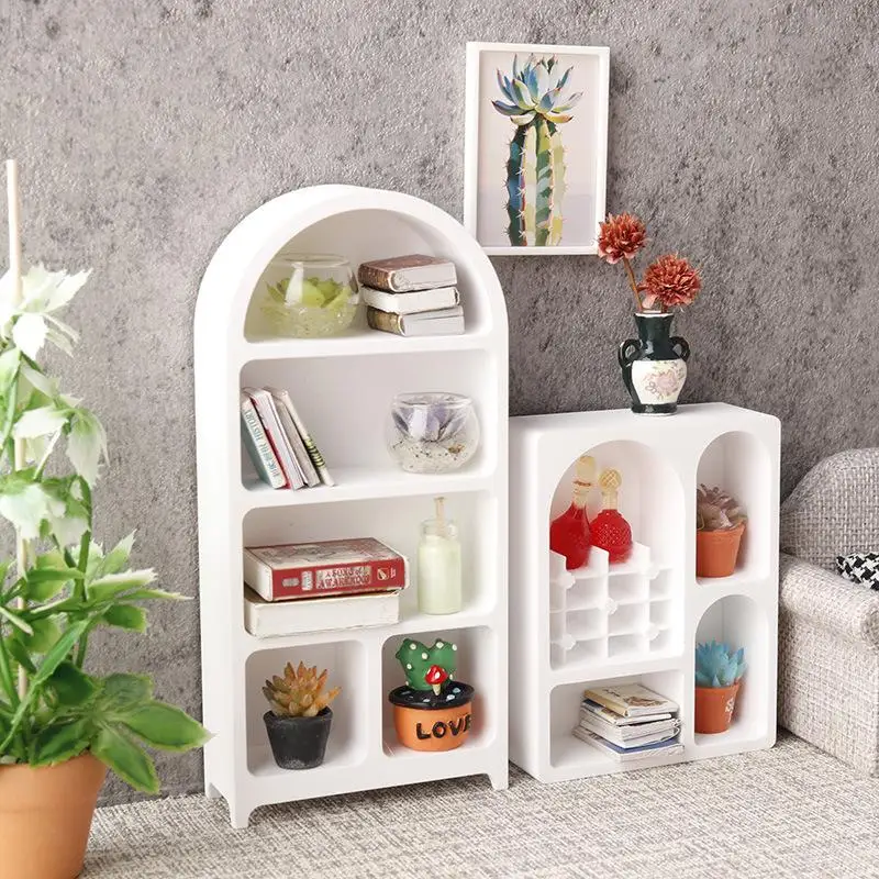 1:12 Scale Dollhouse Storage Rack Simulation Mini Bookshelf Storage Cabinet DIY Model Furniture for Room Display and Decoration