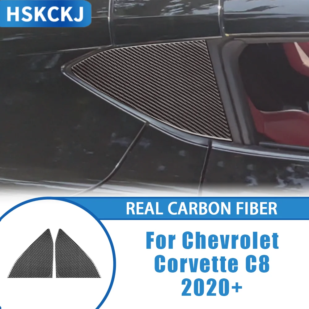 

For Chevrolet Corvette C8 2020+ Carbon Fiber Car Accessories Rear Window Trangle Panel Interior Cover Tirm Modified Sticker