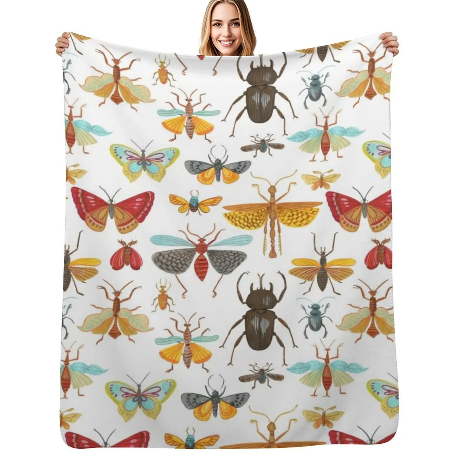 

Colorful insects, butterflies and beetles Throw Blanket valentine gift ideas Flannel Beautifuls Blanket